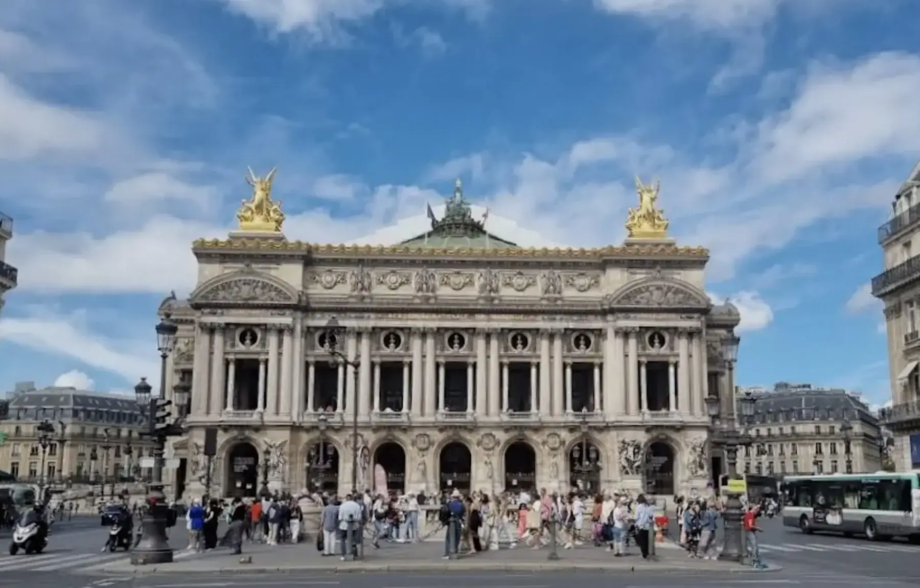 The Palais Garnier opera house facade in Paris