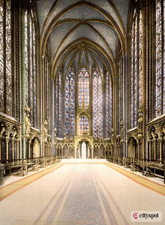 Die Oberkapelle der Sainte-Chapelle — historischer Photochrom-Druck